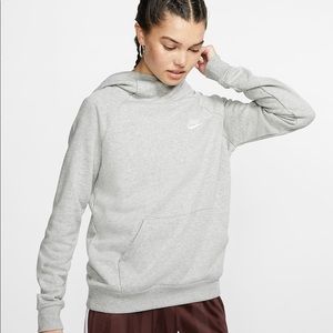 New Nike Funnel-Neck Fleece Pullover grey Hoodie